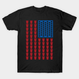 Beer Pong Drinking Game American Flag T-Shirt